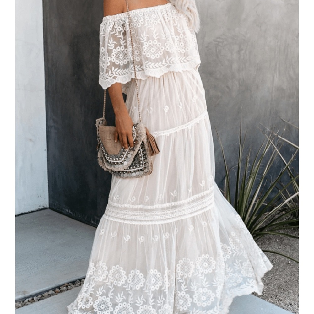 White lace maxi dress